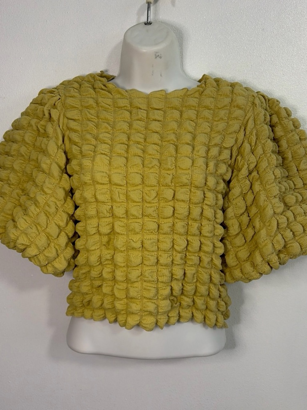 Miou Muse Velora Top NWT Puff Sleeve Bubble Texture Size M